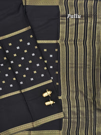 Semi Mysore Crepe Silk Saree -  Black