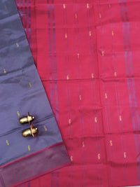 Chinnalampattu Saree - Dark Violet with Red