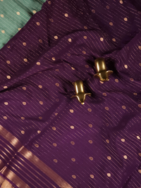 Georgette with Zari Woven Border Saree - Sea Green with Purple