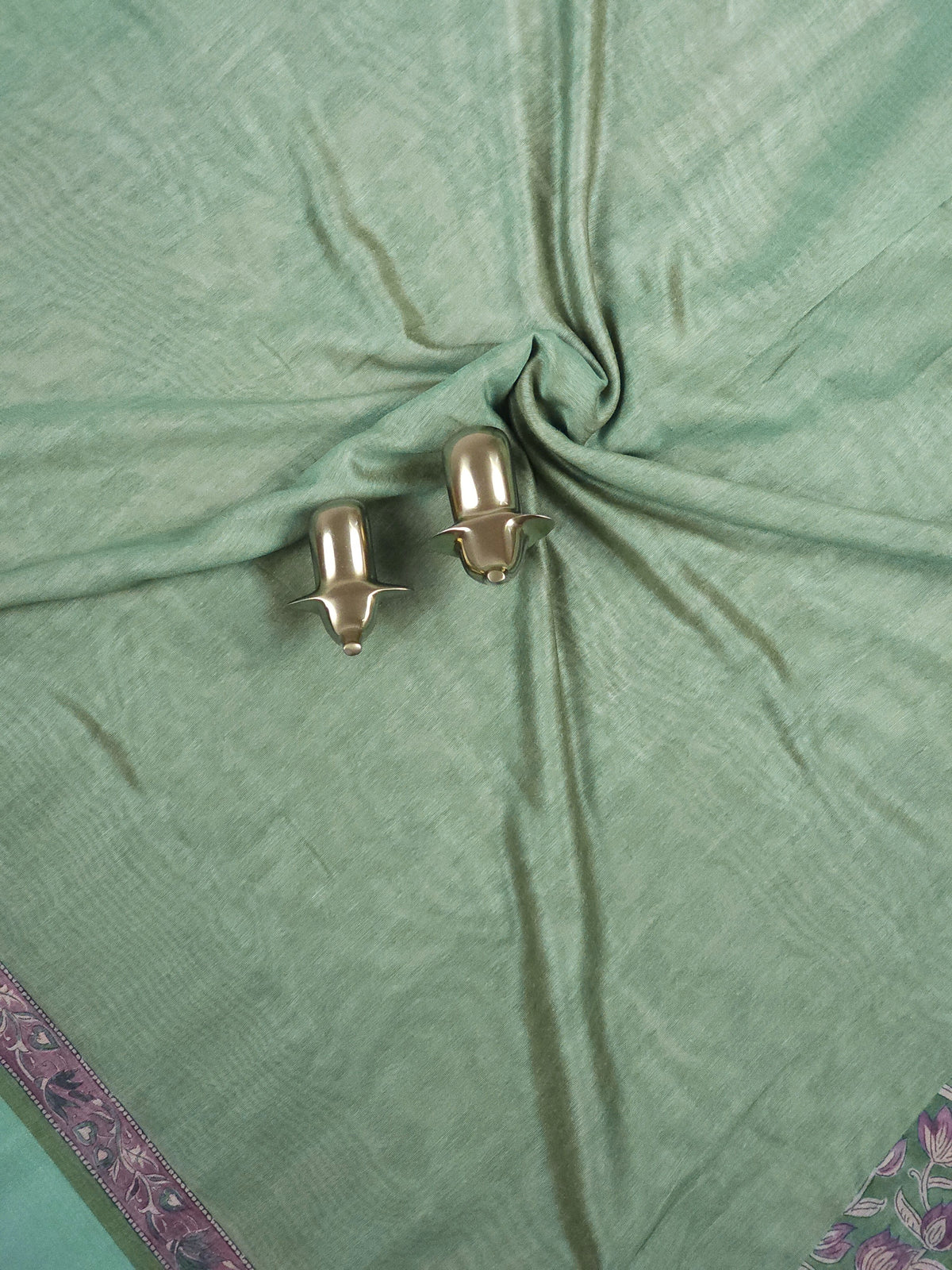 Soft Semi Tussar with Digital Prints - Sea Green