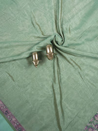 Soft Semi Tussar with Digital Prints - Sea Green