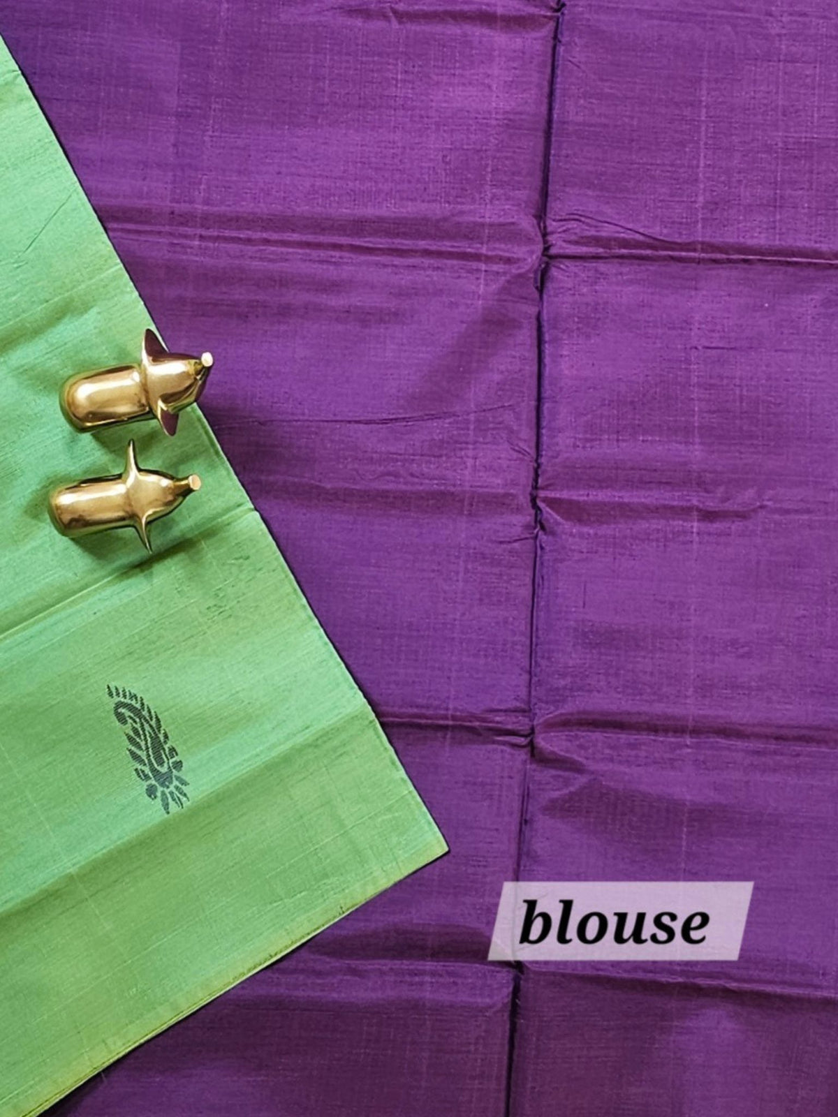 Chinnalampattu Saree with Blouse - Green with Dark Purple