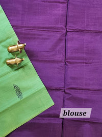 Chinnalampattu Saree with Blouse - Green with Dark Purple