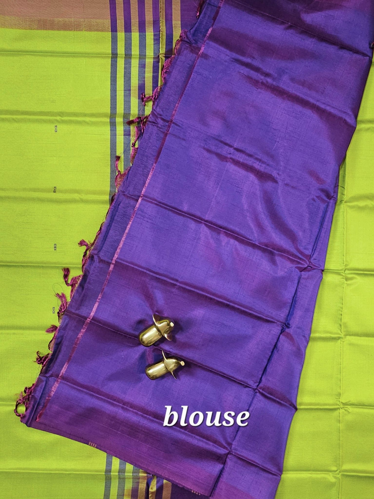 Green with Purple Chinnalampattu Saree with Blouse