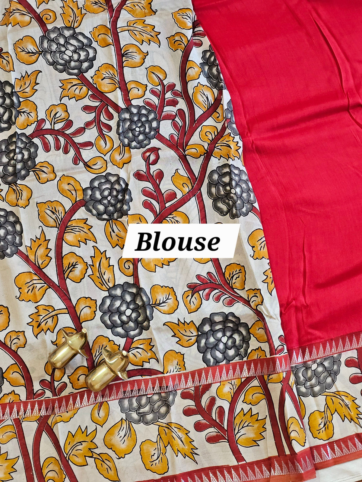 Chennuri Silk With Gap Border Kalamkari Sarees - Red