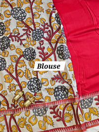 Chennuri Silk With Gap Border Kalamkari Sarees - Red
