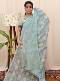 Premium Super Net Kota Saree - Pastel Blue