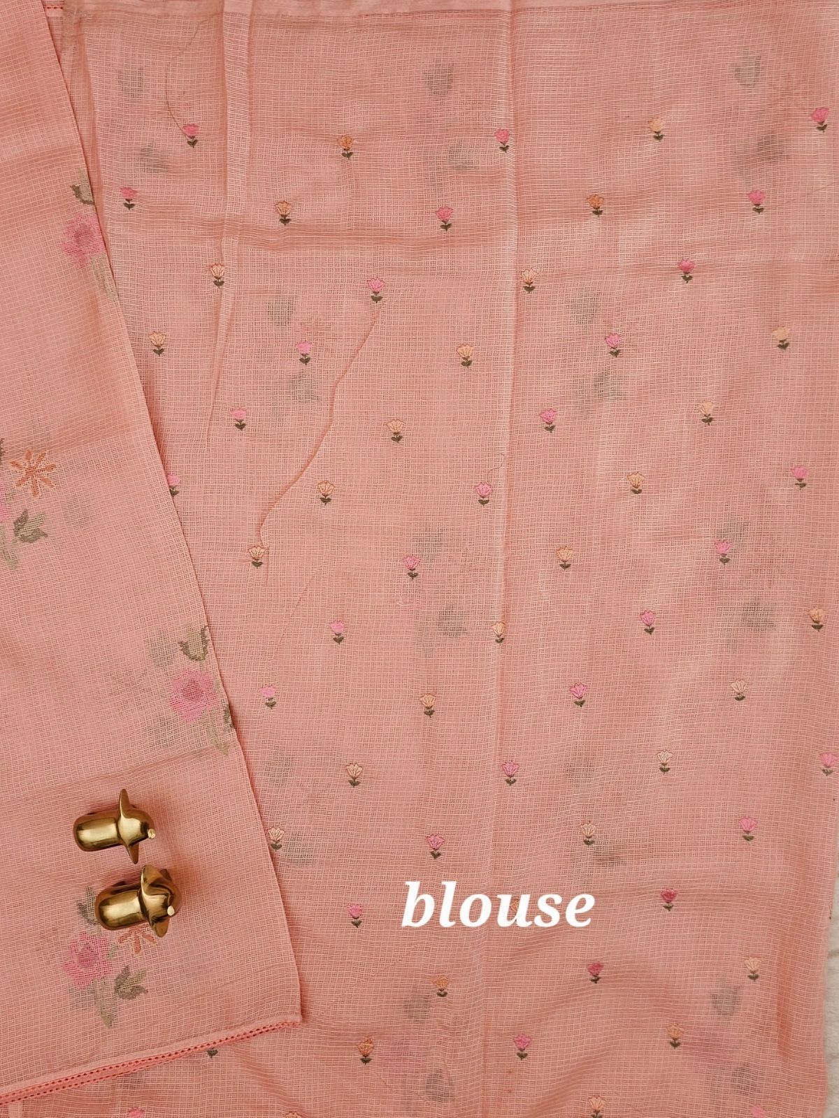Premium Super Net Kota Saree - Pastel Peach