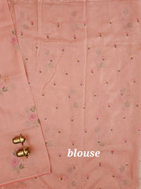Premium Super Net Kota Saree - Pastel Peach