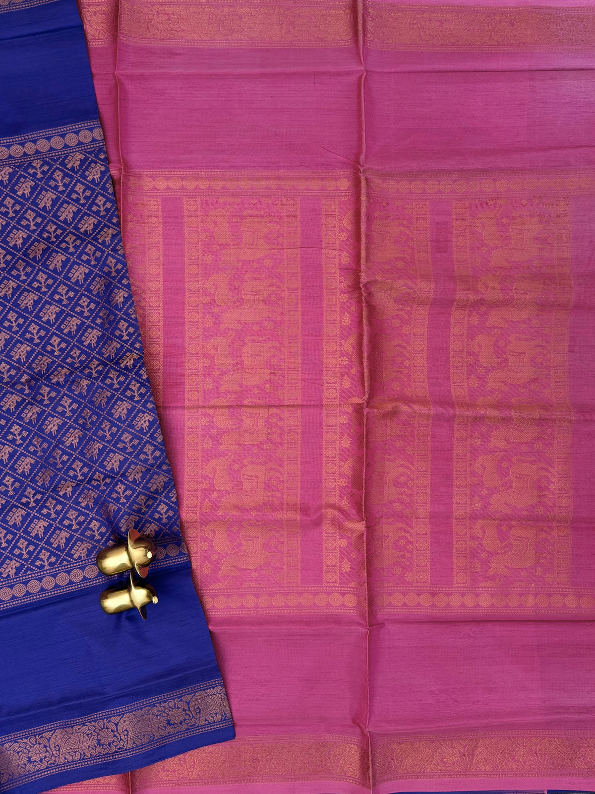 Orange with Blue Vanasingram Pattern Chinnalampattu Saree
