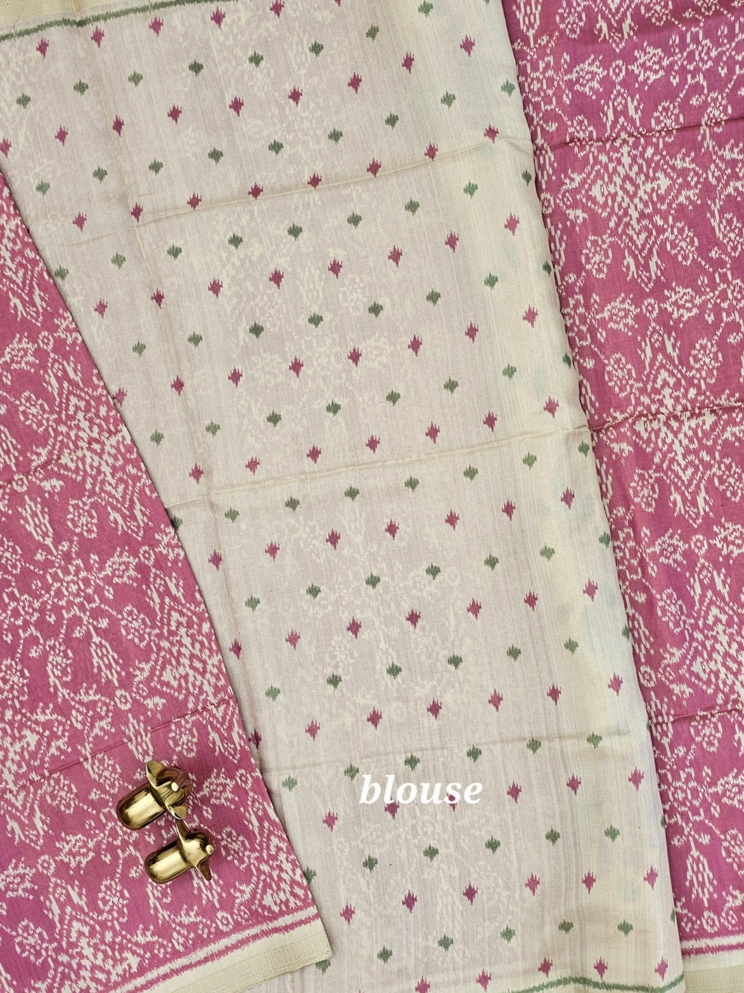 Patola Inspried Semi Tussar Saree  - Pastel Pink