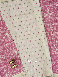 Patola Inspried Semi Tussar Saree  - Pastel Pink