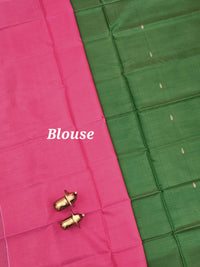 Chinnalampattu Saree with Blouse - Green with Pink