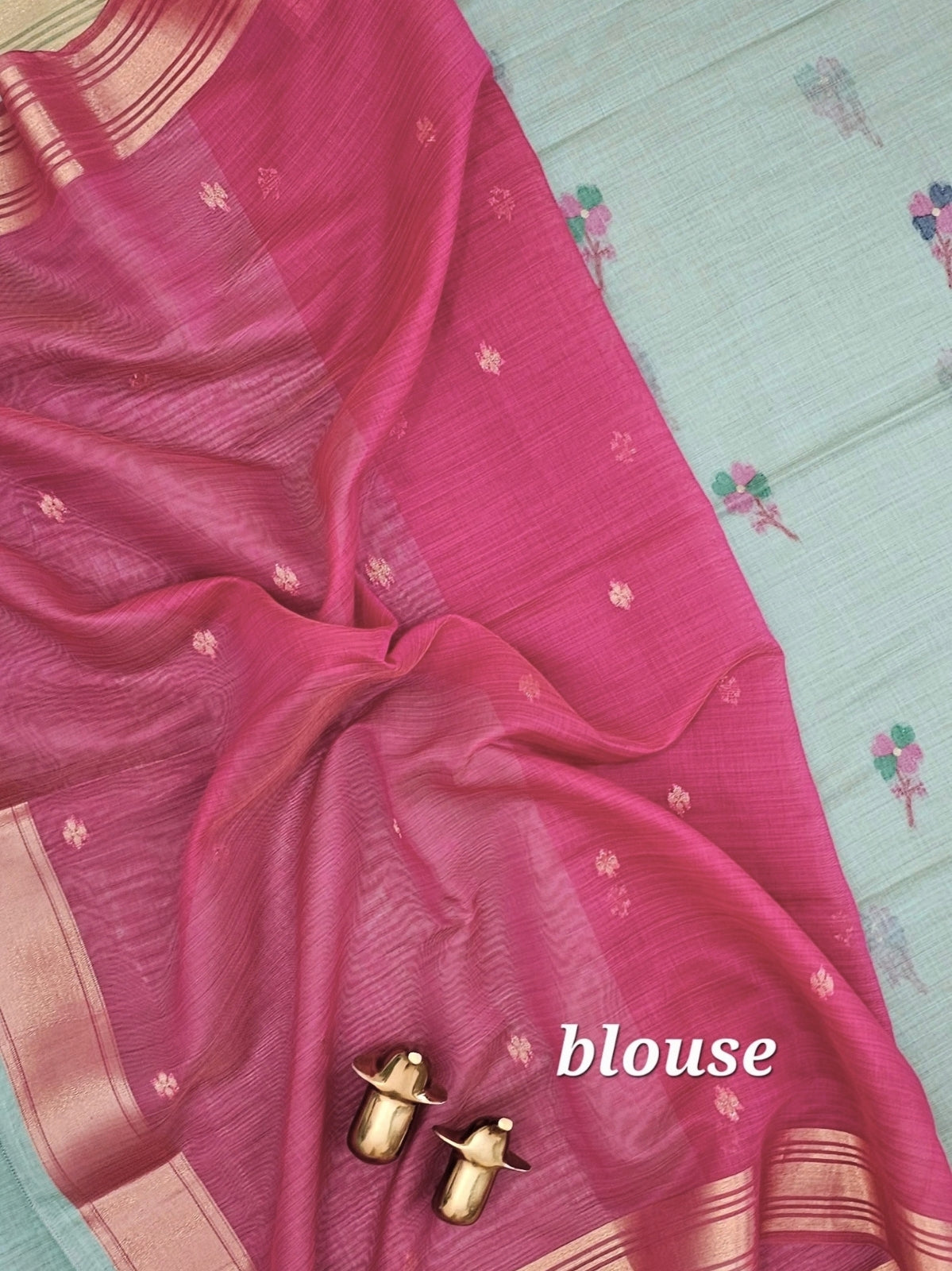 Soft Cotton with Weaving Floral Pattern  - Blue