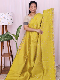 Raw Silk with Emboridery - Yellow