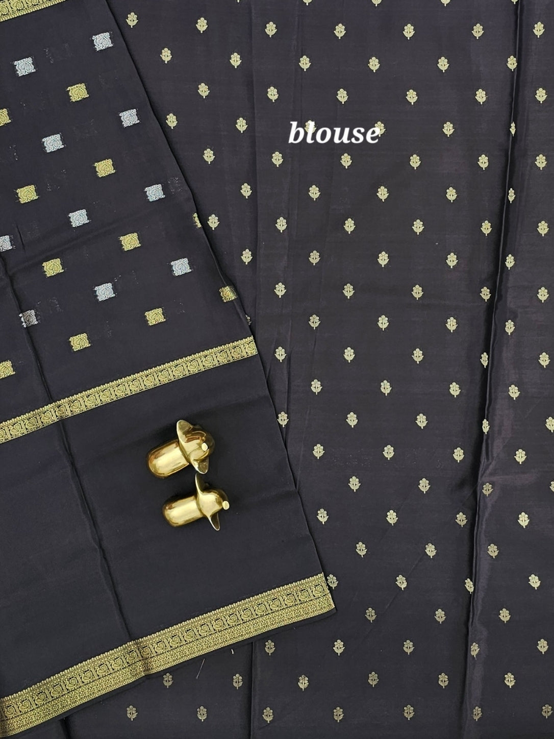 Semi Mysore Crepe Silk Saree -  Black