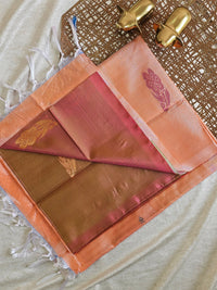 Chinnalampattu Saree - Dual Shade Greenish Pink with Peach
