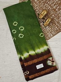 Madurai Sungadi Cotton Saree - Green with Brown