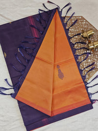 Chinnalampattu Saree - Dark Orange with Purple