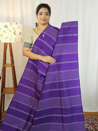 Semi Raw Silk Saree - Purple with Blue