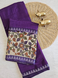 Chennuri Silk With Gap Border Kalamkari Sarees - Purple
