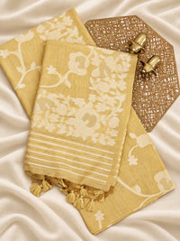 Soft Cotton with Weaving Floral Pattern  - Yellow