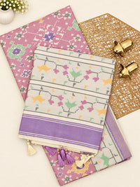 Patola Inspried Semi Tussar Saree  - Pastel Onion Pink
