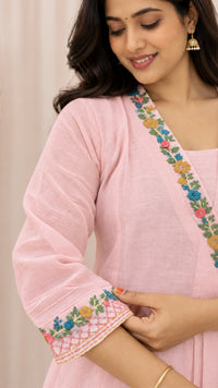 Premium Mul Chanderi 3 pcs Salwar Suit - Light Pink