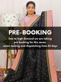 𝐏𝐫𝐞𝐛𝐨𝐨𝐤𝐢𝐧𝐠 𝐀𝐯𝐚𝐢𝐥𝐚𝐛𝐥𝐞 - 𝟔𝟎 𝐃𝐚𝐲𝐬 𝐃𝐢𝐬𝐩𝐚𝐭𝐜𝐡 𝐓𝐢𝐦𝐞
Jute Banarasi Silk Saree - Black with Pink