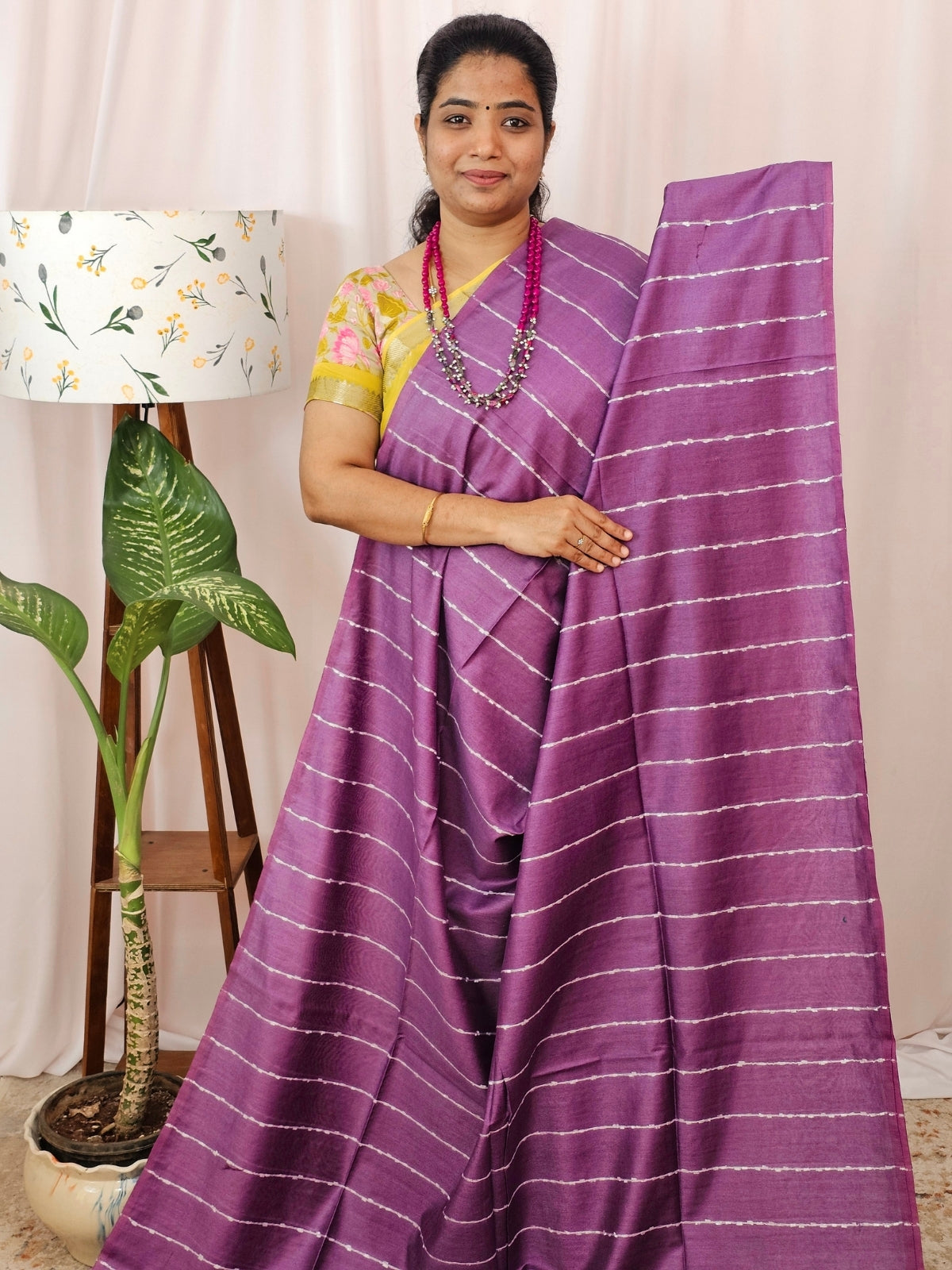 Bhagalpuri Fancy Sarees Magenta Pink  with Cream