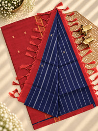 Chinnalampattu Saree - Dark Purple with Red