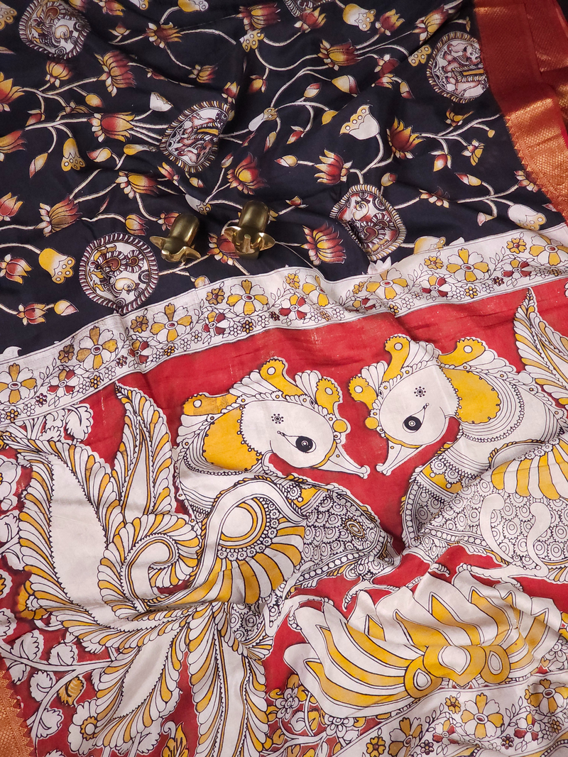 Chennuri Silk - Black With Red