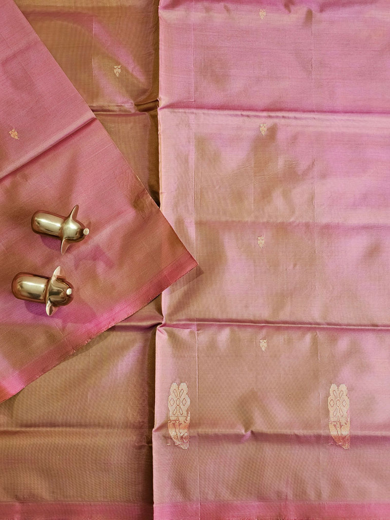 Chinnalampattu Saree - Dual Shade Greenish Pink with Peach