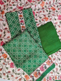 Chanderi with Kantha Unstitched Salwar Suit - Green