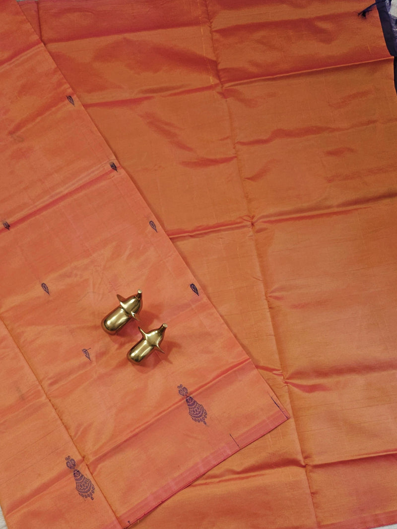 Chinnalampattu Saree - Dark Orange with Purple