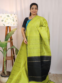 Semi Raw Silk -  Lime Green with Black