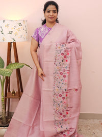 Premium Soft Linen Tissue with Hand Emboridery - Purple