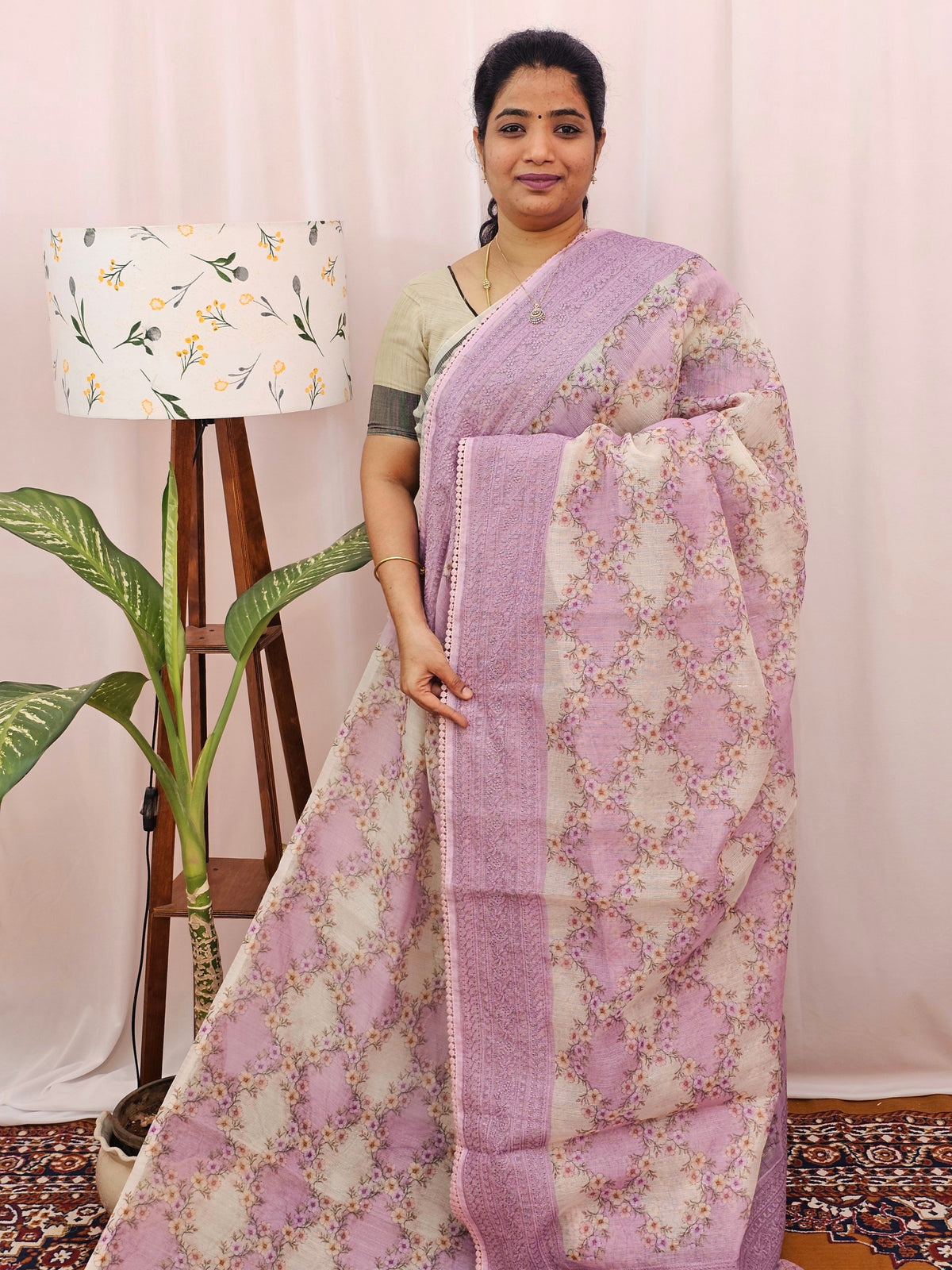 Premium Super Net Kota Saree - Pastel Pink