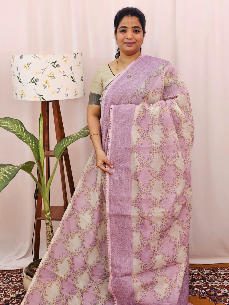 Premium Super Net Kota Saree - Pastel Pink