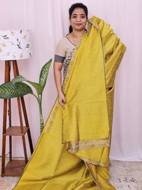 Raw Silk with Emboridery - Yellow