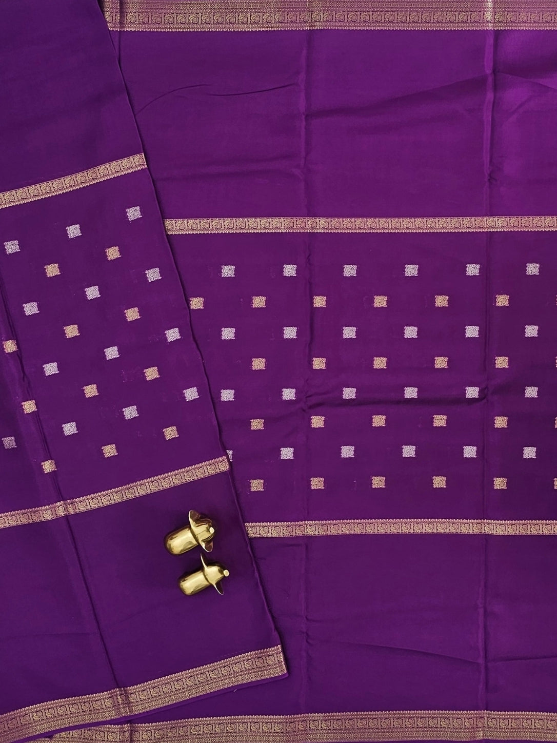 Semi Mysore Crepe Silk Saree -   Purple