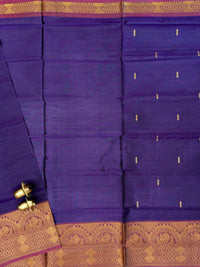 Dark Orange with Blue Chinnalampattu Big Border Saree