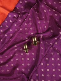 Semi Mysore Crepe Silk Saree - Orange with Prple