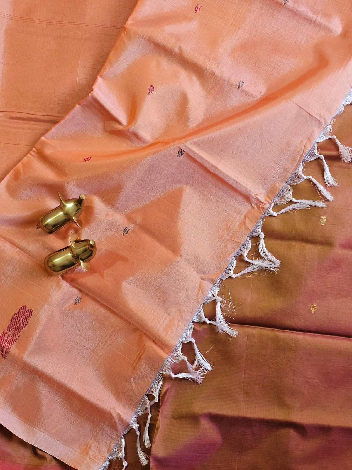 Chinnalampattu Saree - Dual Shade Greenish Pink with Peach