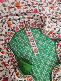 Chanderi with Kantha Unstitched Salwar Suit - Green