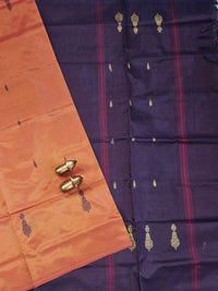 Chinnalampattu Saree - Dark Orange with Purple