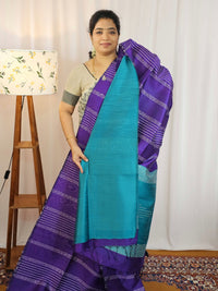 Semi Raw Silk Saree - Purple with Blue