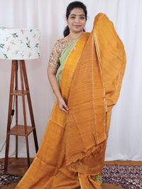 Soft Semi Tussar with Zari Weaving Saree - Mango Yellow