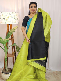Semi Raw Silk -  Lime Green with Black