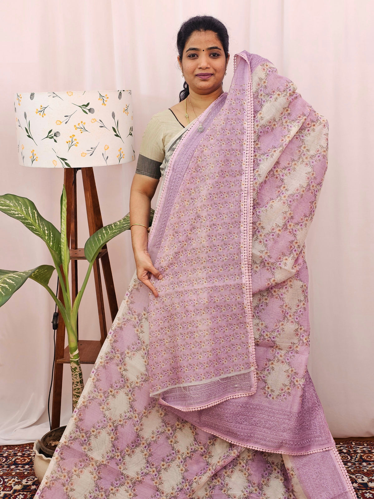 Premium Super Net Kota Saree - Pastel Pink